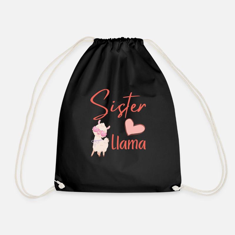 Sister Llama - Drawstring Bag - black