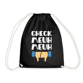 Check meuh meuh - Drawstring Bag - black - Front