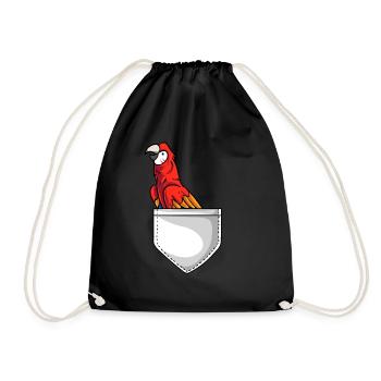 Papagei Pocket Ara Haustier Parrot Vogelliebhaber - Turnbeutel - Schwarz - Vorne