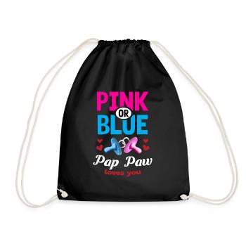 Pink or Blue Pap Paw Loves You Gender Reveal Party - Turnbeutel - Schwarz - Vorne