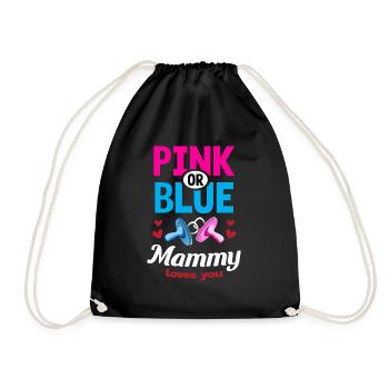 Pink or Blue Mammy Loves You Gender Reveal Party - Turnbeutel - Schwarz - Vorne