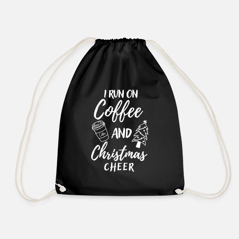 I run for coffee & christmas cheer - Drawstring Bag - black