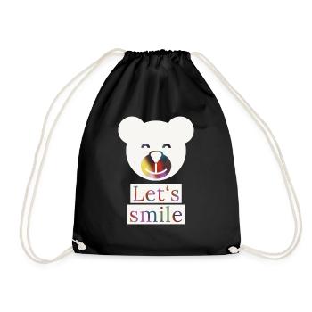Smiling Bear, Let's Smile, Funny - Drawstring Bag - black - Front