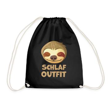 Schlafshirt Schlaf Faultier Schlafen Schlaf Shirt - Turnbeutel - Schwarz - Vorne
