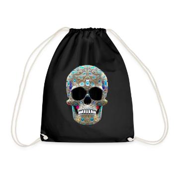 Jewelled skull - Drawstring Bag - black - Front