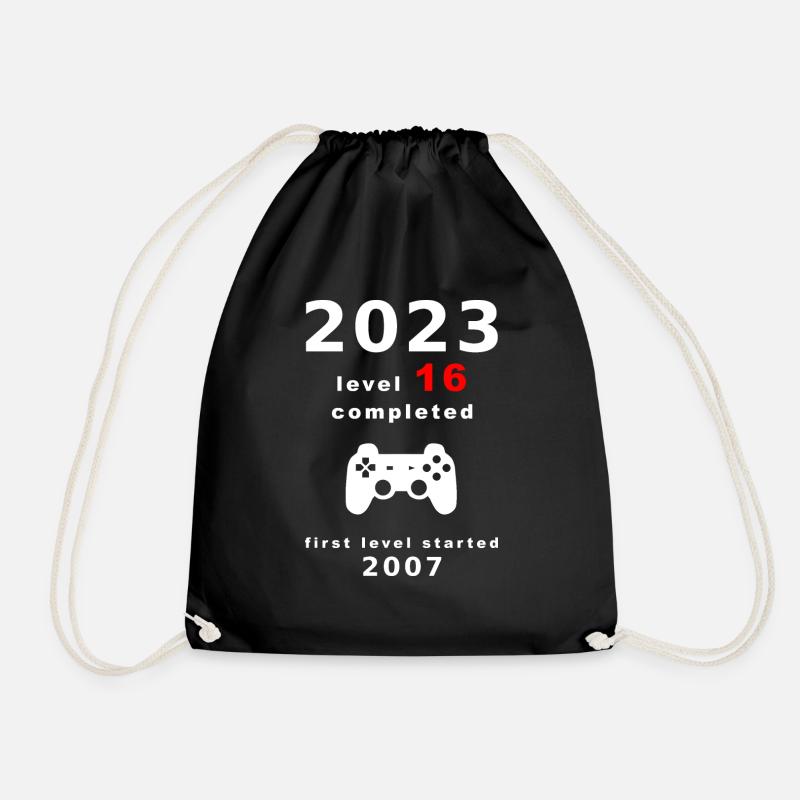 Born in 2007 and celebrating his 16th birthday in 2023 - Drawstring Bag - black