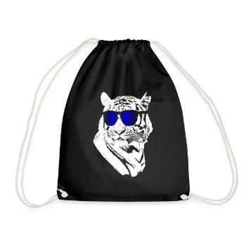 Tiger Sonnenbrille Party Musik Tigerliebe Tigerfan - Turnbeutel - Schwarz - Vorne