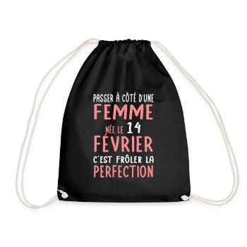 Anniversaire - Née le 14 Février Frôler perfection - Sac de sport léger - noir - Devant
