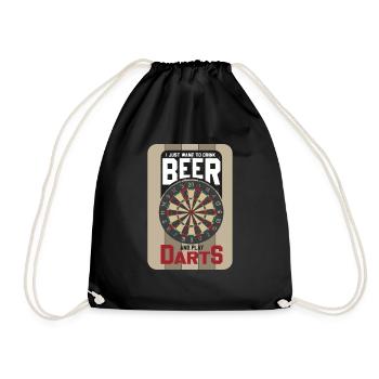 Dart & Bier Lustiger Darts Spruch - Turnbeutel - Schwarz - Vorne