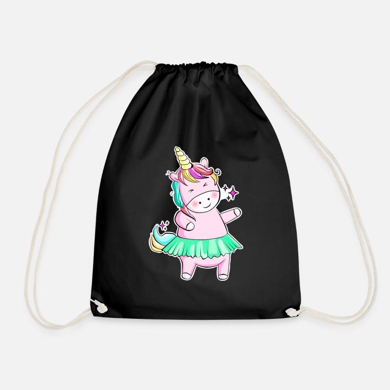 Cute Unicorn Sticker Sticker - Drawstring Bag - black