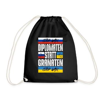 Diplomaten statt Granaten - Turnbeutel - Schwarz - Vorne