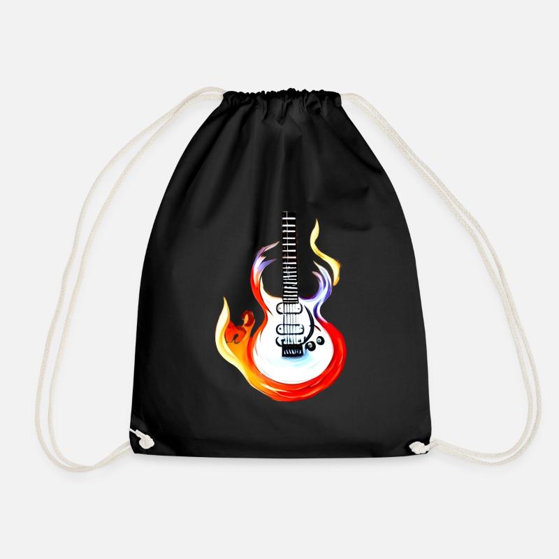 Fiery guitar - Drawstring Bag - black