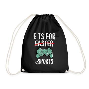 E stands for eSports - Happy Easter - Drawstring Bag - black - Front