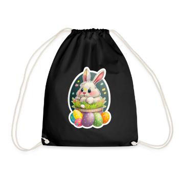 Osterhase - Turnbeutel - Schwarz - Vorne