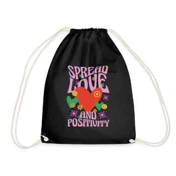 Love and positivity - Drawstring Bag - black - Front