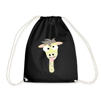 Crazy Giraffen Kopf - Turnbeutel - Schwarz - Vorne