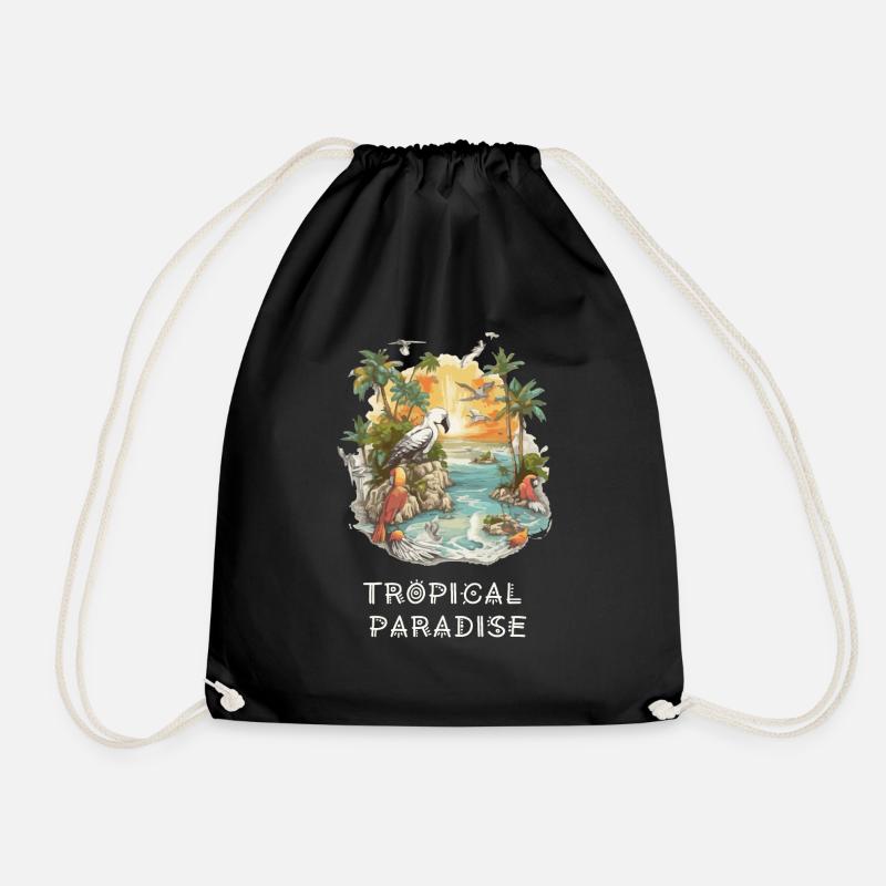 Tropisches Paradies - Turnbeutel - Schwarz
