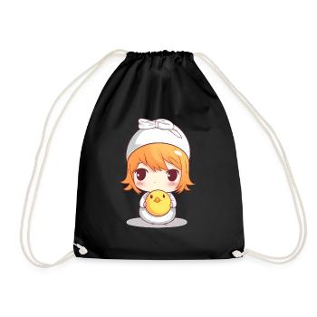 Cute manga chick - Drawstring Bag - black - Front