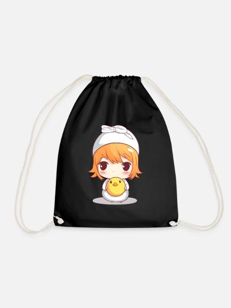 Nettes Manga-Küken - Turnbeutel - Schwarz
