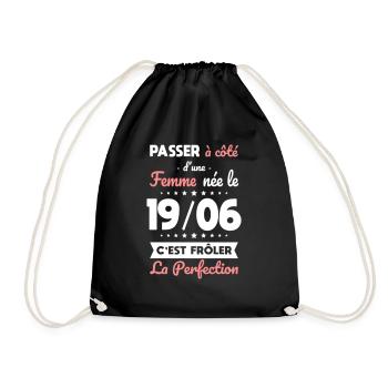 Anniversaire - Née le 19 Juin Frôler perfection - Sac de sport léger - noir - Devant