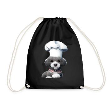 Poodle Cooks Poodle Puppy Dog Puppy Dog Owner - Drawstring Bag - black - Front