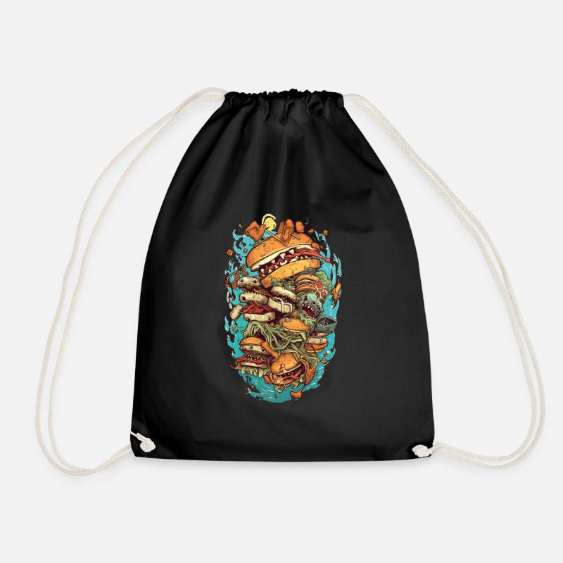 Burger Monster Design - Turnbeutel - Schwarz