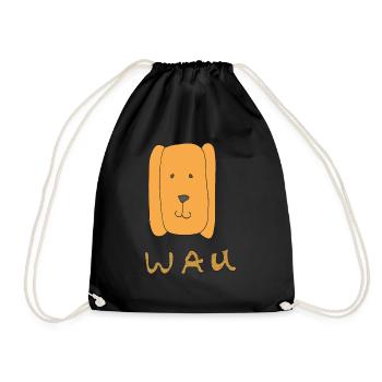 hund wau - Turnbeutel - Schwarz - Vorne