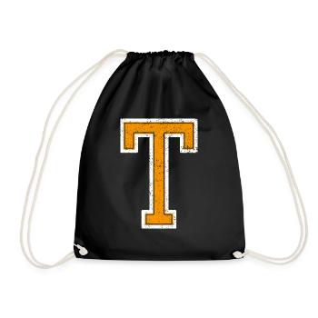 T - Buchstabe / College Style - Turnbeutel - Schwarz - Vorne