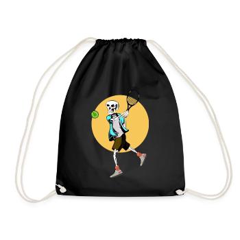 Skeleton Playing Tennis - Drawstring Bag - black - Front