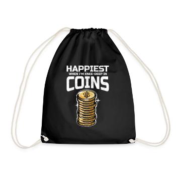 Coin Collecting Collector Numismatic Numismatist - Drawstring Bag - black - Front