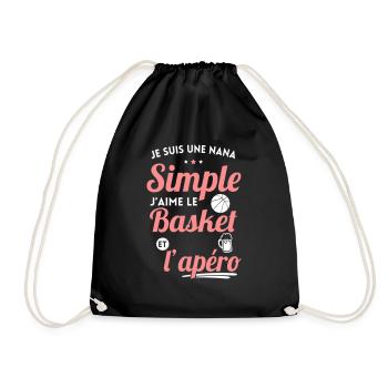 Nana simple aime le basket et l'apéro - Sac de sport léger - noir - Devant