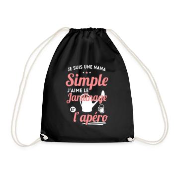 Nana simple j'aime le jardinage et l'apéro - Sac de sport léger - noir - Devant