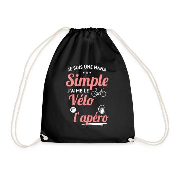 Je suis une nana simple j'aime le vélo et l'apéro - Sac de sport léger - noir - Devant