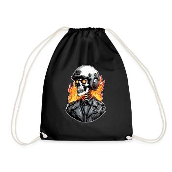 Totenkopf - Skelett - Totenkopf - Motorradhelm - Turnbeutel - Schwarz - Vorne