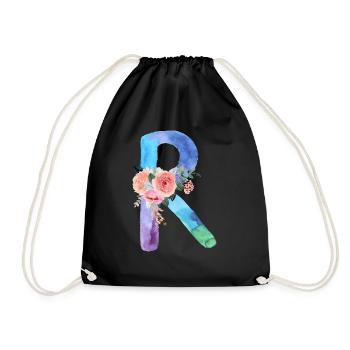 Letter r watercolor - Drawstring Bag - black - Front