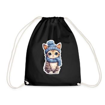 Cute kitten in the snow - Drawstring Bag - black - Front