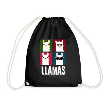 Llamas - Drawstring Bag - black - Front