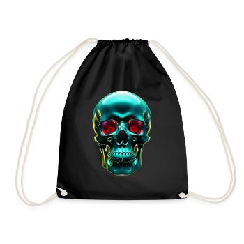 Green Skull - Drawstring Bag - black - Front