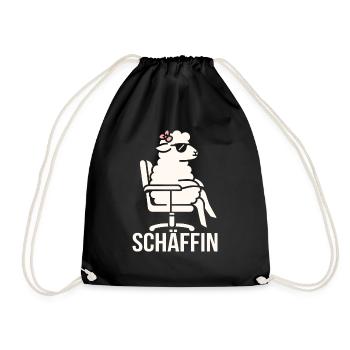 Chef Chefin Schaf Geschenk Schäfin Spruch - Turnbeutel - Schwarz - Vorne