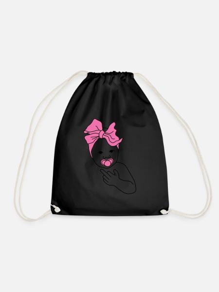 baby middlefinger pink - Turnbeutel - Schwarz