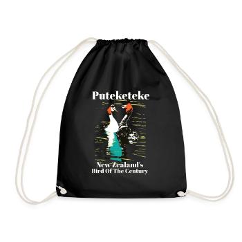 Puteketeke New Zealand's Bird of the Century - Drawstring Bag - black - Front