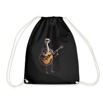 autruche oiseau guitare - Sac de sport léger - noir - Devant