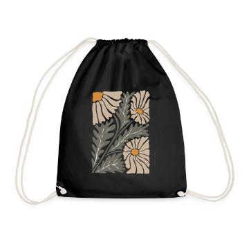 Retro Groovy Blumen - Turnbeutel - Schwarz - Vorne