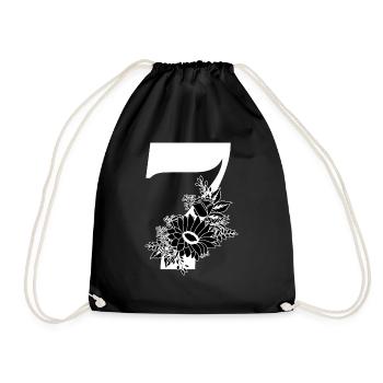 Numéro 7 floral noir -7e anniversaire floral - Sac de sport léger - noir - Devant