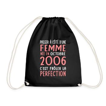 18th birthday - born in October 2006 - Drawstring Bag - black - Front