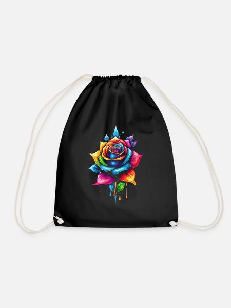 Rose multicolors flower - Drawstring Bag - black