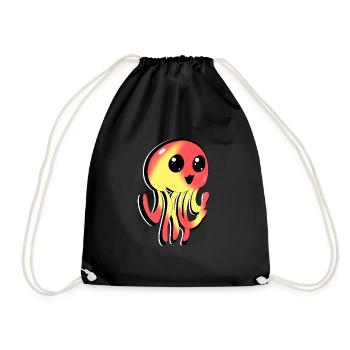 Méduse mignonne jaune rouge bande dessinée/anime - Sac de sport léger - noir - Devant