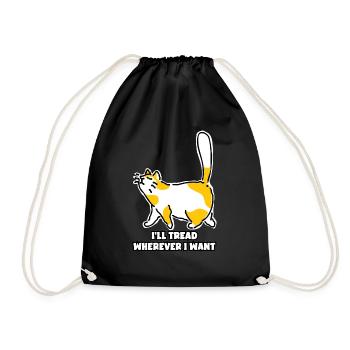 I'll Tread Wherever I Want Cute Cat - Drawstring Bag - black - Front