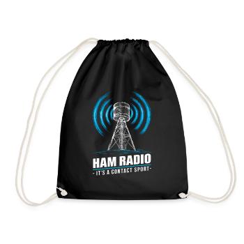Ham Radio – Contact is everything! - Drawstring Bag - black - Front