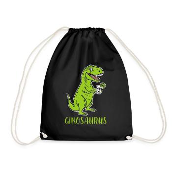 Ginosaurus - funny Trex Dino with gin - Drawstring Bag - black - Front